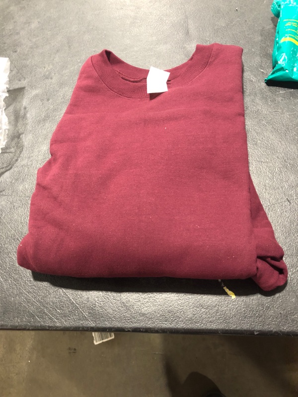 Photo 1 of burgundy crew neck sweater, size XL.