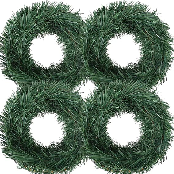 Photo 1 of 96 Feet Christmas Garland 4 Pieces Non Lit Garland for Christmas Decorations Green Christmas Decor Green Garland Decor Christmas Tree Garland Soft Green Holiday Decor for Outdoor Indoor Wedding Party
