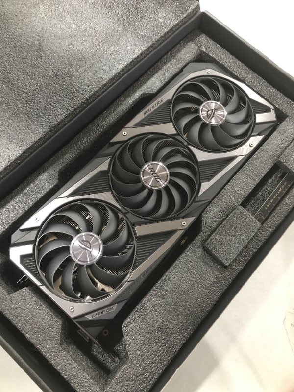 Photo 2 of ASUS ROG STRIX NVIDIA GeForce RTX 3090 Gaming Graphics Card- PCIe 4.0, 24GB GDDR6X, HDMI 2.1, DisplayPort 1.4a, Axial-Tech Fan Design, 2.9-Slot Graphic Card