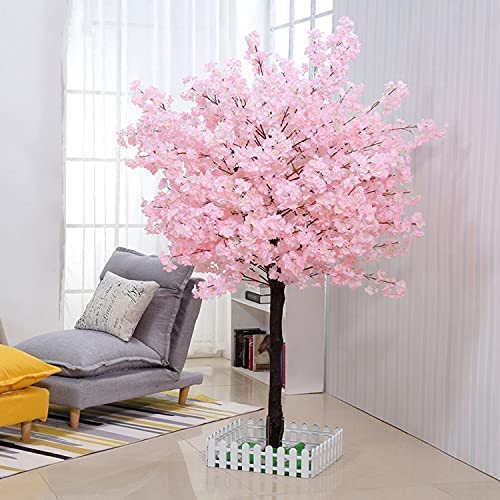 Photo 1 of  Artificial Peach Blossom Trees Artificial Cherry Blossom Tree Silk Flower 5 Feet Tall 1.5M Artificial Cherry Blossom Trees Light Pink Indoor Outdoor Wedding Decoration 