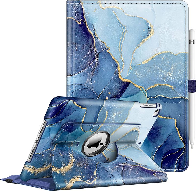 Photo 1 of Fintie Rotating Case for iPad 6th / 5th Generation (2018 2017 Model, 9.7 inch), iPad Air 2 / iPad Air 1-360 Degree Rotating Protective Stand Cover Auto Sleep Wake, Ocean Marble
