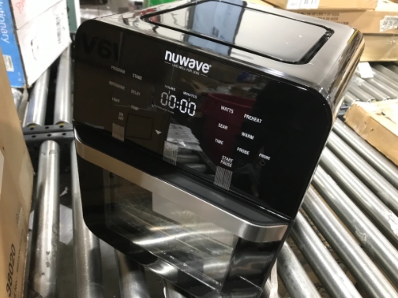 Photo 2 of  NUWAVE Brio Air Fryer Smart Oven, 15.5-Qt X-Large Family Size, Countertop Convection Rotisserie Grill Combo, Non-Stick Drip Tray, Stainless Steel Rotisserie Basket. 