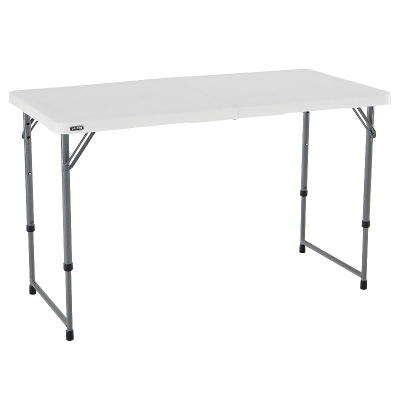 Photo 1 of  Lifetime Adjustable Height Plastic Fold-in-Half Table, 24" X 48", White 