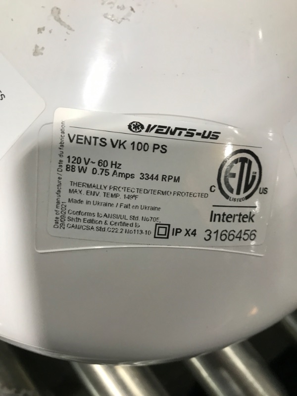 Photo 4 of VENTS-US VK 100 PS Dryer Booster Fan for 4 inch duct work with pressure sensor that automatically detects input from dryer and significantly reduces drying time
