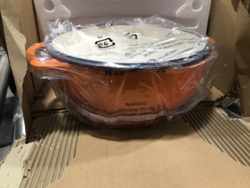 Photo 2 of Amazon Basics Enameled Cast Iron Covered Dutch Oven, 6-Quart, Orange Orange 6-Quart Oven