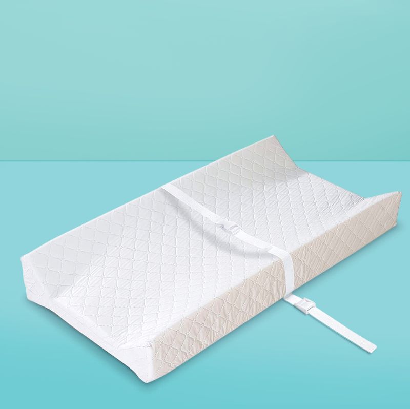 Photo 1 of Contoured Changing Pad, 16” x 32”, White Comfortable & Secure Baby With Security Strap And Two High Curved Sides, Easy To Clean 