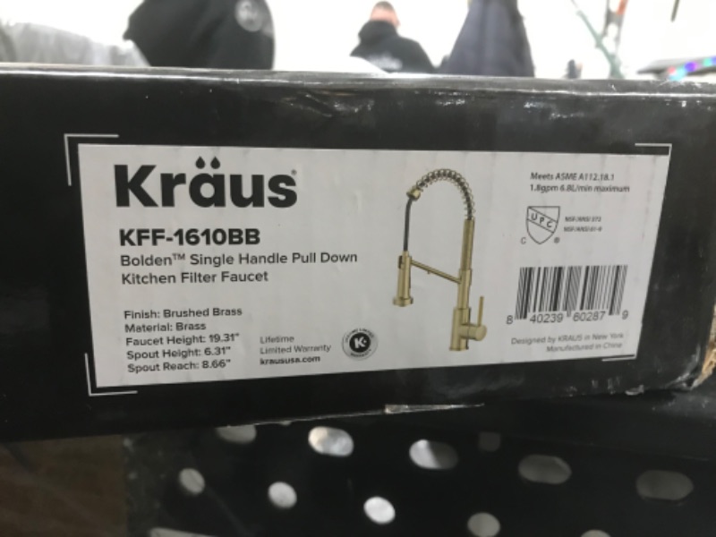 Photo 5 of  Kraus KFF-1610BB Bolden 2-in-1 Commercial Style Pull-Down Single Handle Water Filter Kitchen Faucet for Water Filtration System, Brushed Brass 