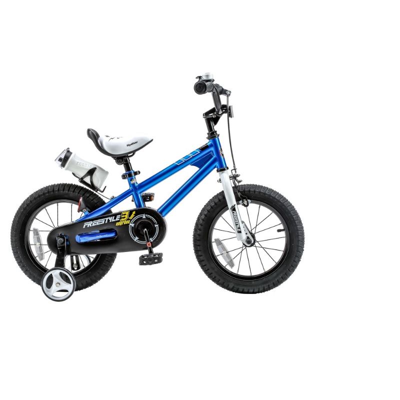 Photo 1 of  Royalbaby Freestyle 12 in. Blue Kids Bike Boys and Girls Bike with Training Wheels and Water Bottle 