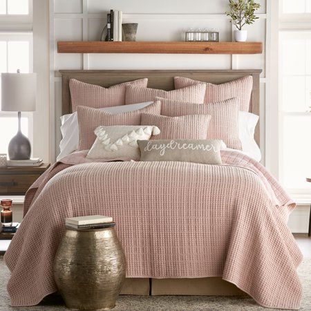 Photo 1 of  Levtex Home - Mills Waffle - Full/Queen Quilt Set - Blush Cotton Waffle - Quilt Size (88 X 92in.) Sham Size (26 X 20in.) 