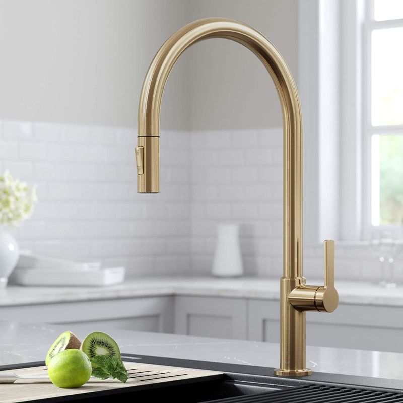 Photo 1 of  Kraus KPF-2821SFACB Oletto High-Arc Single Handle Pull-Down Kitchen Faucet, 21 Inch, Antique Champagne Bronze 