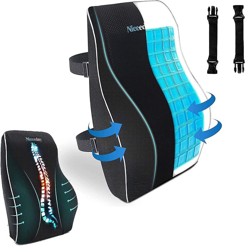 Photo 1 of  Cooling Gel Lumbar Support Pillow for Office Chair 3D Updated Memory Foam Car Lumbar Pillow 