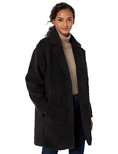 Photo 1 of Amazon Brand - Daily Ritual Women's Teddy Bear Fleece Oversized-Fit Lapel Coat, Black, Medium
