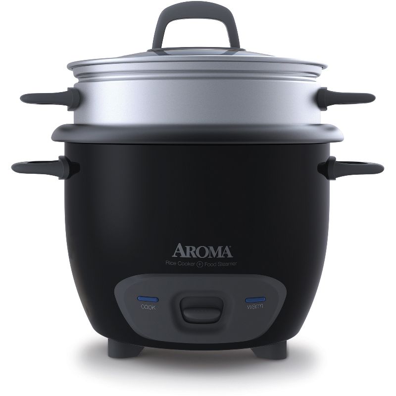Photo 1 of  AROMA ARC-743-1NGB 3-Cup (Uncooked)/6-Cup (Cooked) Pot-Style Rice Cooker and Food Steamer, Black 