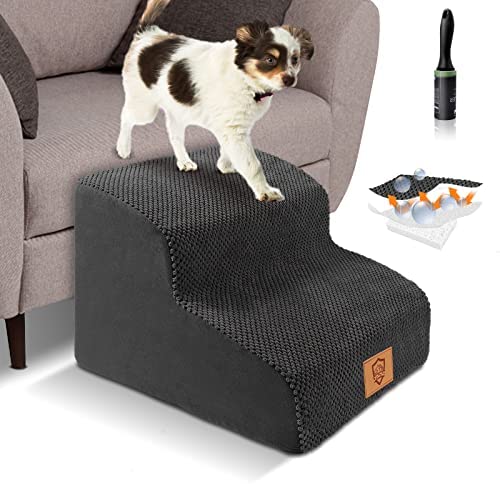 Photo 1 of 2 STEPS FOAM PET STAIRS, BLACK, 12 INCH RISE