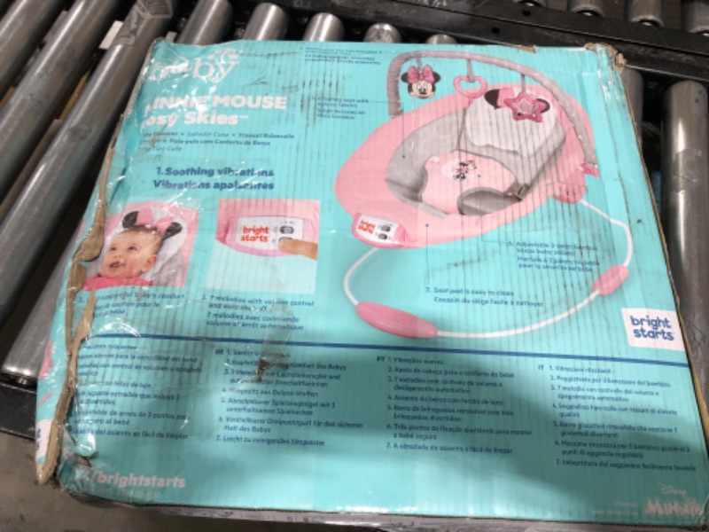 Photo 3 of Bright Starts Minnie Mouse Rosy Skies Cradling Baby Bouncer - Pink---box damage 