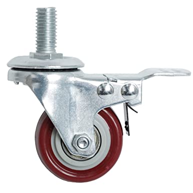 Photo 1 of  Swivel Caster Wheels 2 Inch Heavy Duty Threaded Stem Casters 1/2"-13 x 1" with Brake Set of 4 Premium Polyurethane Wheels PU Load Bearing 800 Lbs Anti-wear Smooth Casters, Red