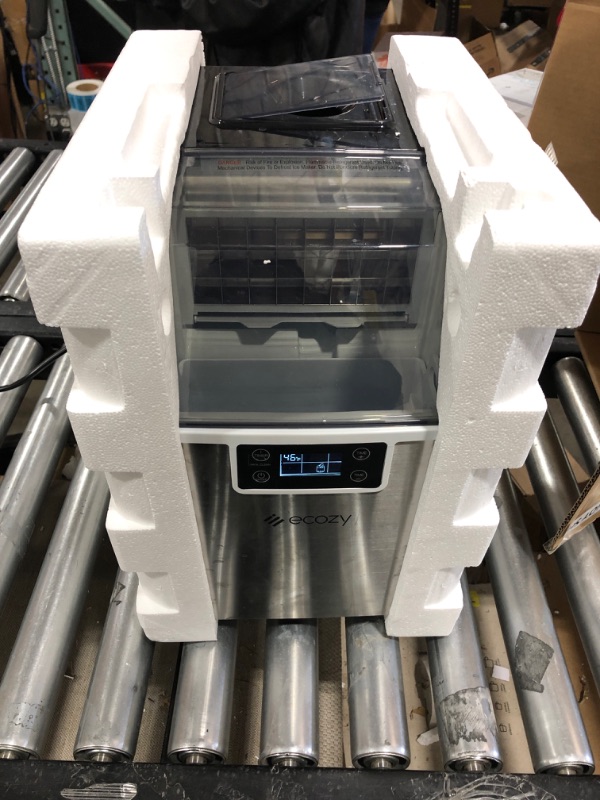 Photo 1 of ecozy Portable Ice Makers Countertop, 44lbs Per Day, 24 Cubes Ready in 13 Mins, 2 Ways to Add Water, Self-Cleaning Ice Maker with Ice Bags/Ice Scoop/Ice Basket for Home Office Bar Party, Silver