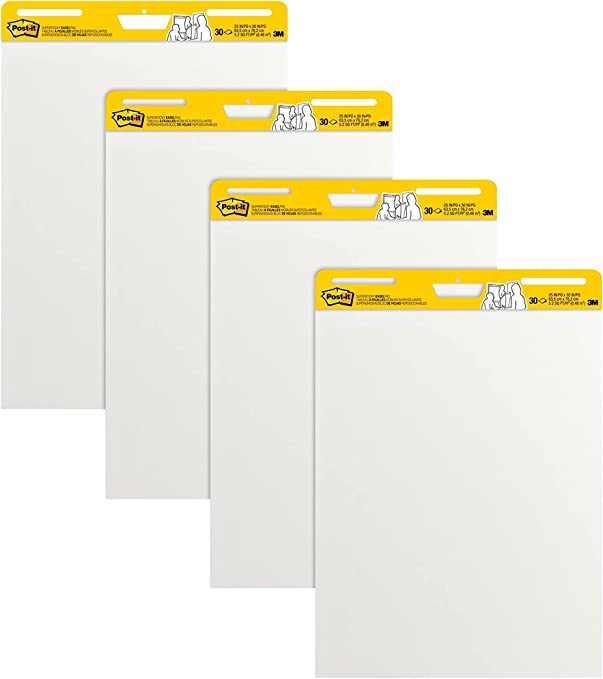 Photo 1 of Post-it Super Sticky Easel Pad, 25 in x 30 in, White, 30 Sheets/Pad, 4 Pads/Pack, Great for Virtual Teachers and Students (559 VAD 4PK)