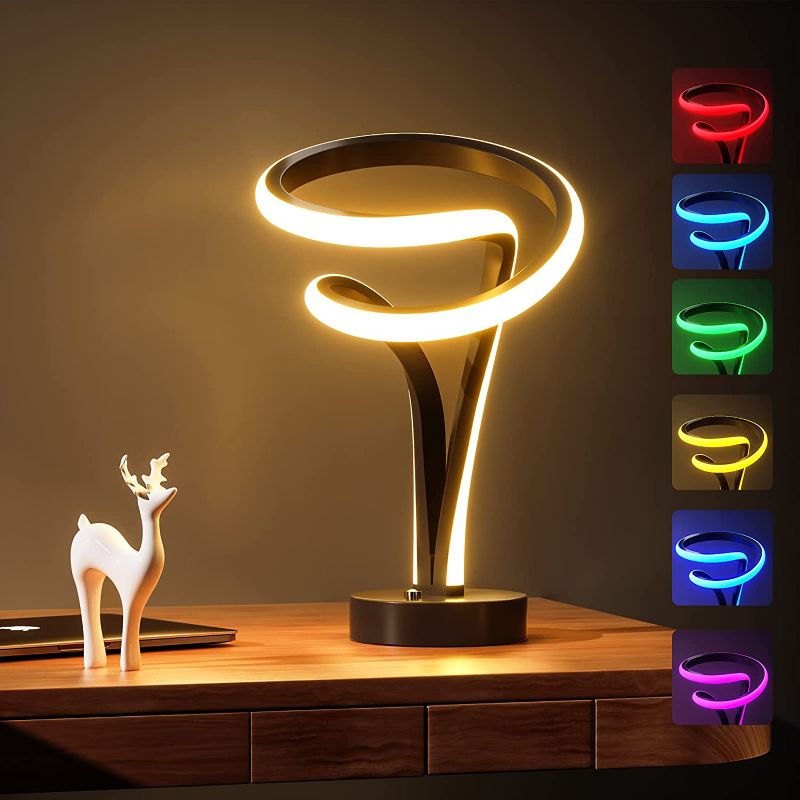 Photo 1 of  Modern Spiral RGB Table Lamp, 7 Colors 10 Light Modes LED Nightstand Lamp