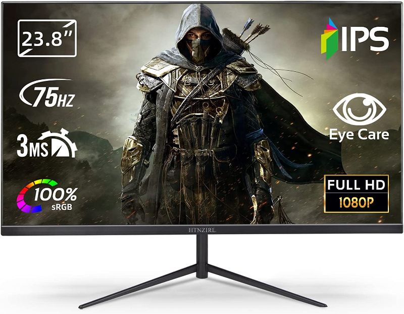 Photo 1 of HTNZIRL 24 Inch Computer Monitor(21.8”), 1080p 75Hz 3ms, Build-in Dual Speakers, HDMI Monitor 