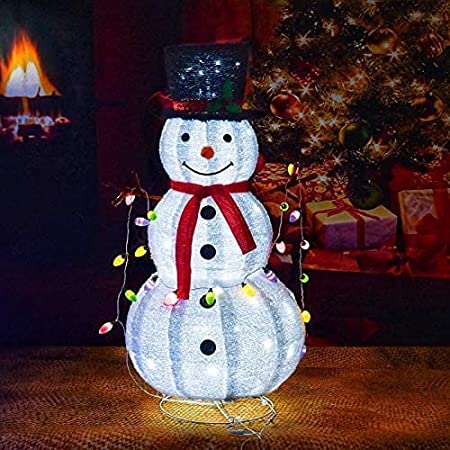 Photo 1 of 4ft snowman Snowman Christmas Decorations, 4 FT Pop Up Christmas Decor with 120 LED Lights, Collapsible Holiday Ornaments for Indoor, Outdoor, Home, Lawn, Yard