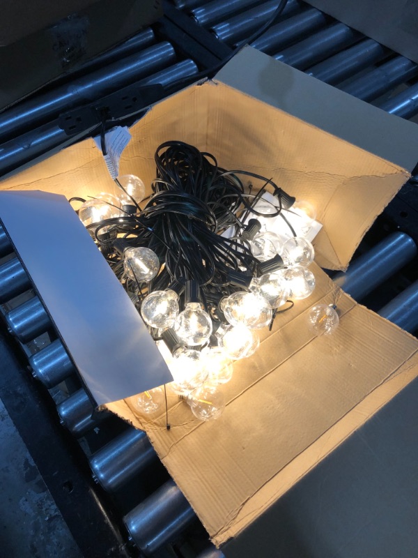 Photo 2 of 100 ft Outdoor String Lights LED100FT Globe Patio String Lights with 95 Sockets 97 Shatterproof Plastic Bulbs (2 Spare) G40 Dimmable Hanging Light for Backyard Balcony Garden Porch Party Light String Lights - 120v Plastic Sockets