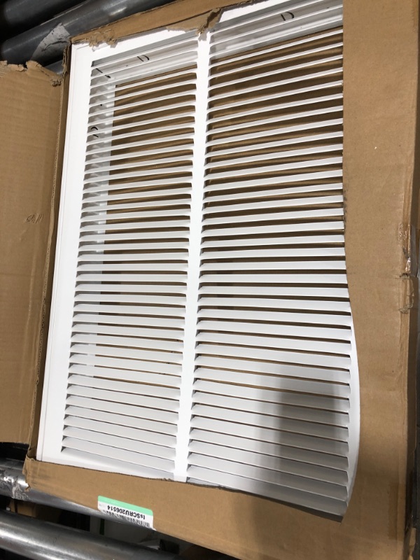 Photo 2 of 14" X 20" Steel Return Air Filter Grille for 1" Filter - Easy Plastic Tabs for Removable Face/Door - HVAC DUCT COVER - Flat Stamped Face - White [Outer Dimensions: 15.75 X 21.75]