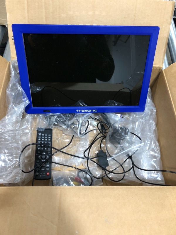 Photo 3 of Trexonic Portable Rechargeable 14 Inch LED TV with HDMI, SD/MMC, USB, VGA, AV in/Out and Built-in Digital Tuner Blue