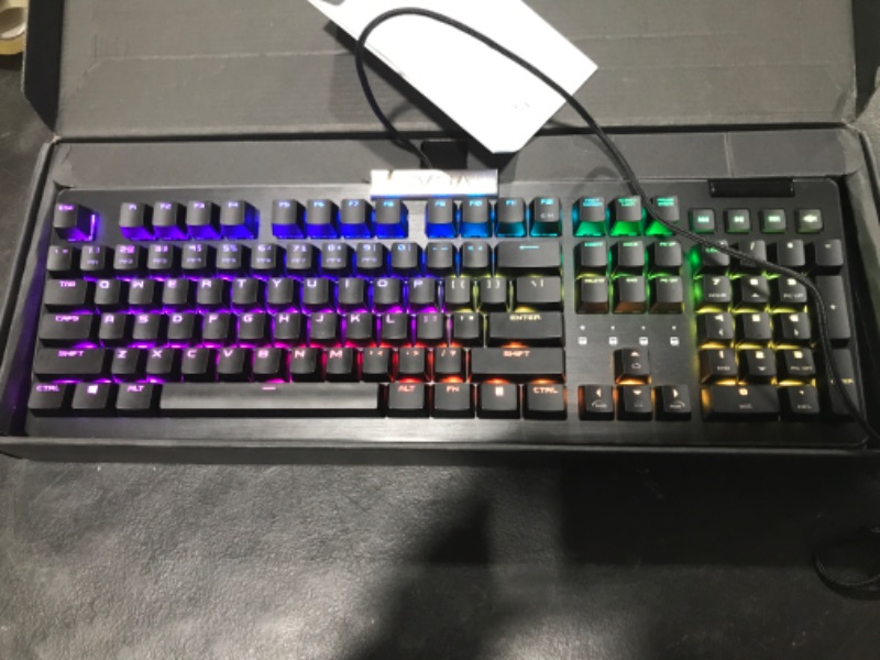 Photo 2 of EVGA Z15 RGB Gaming Keyboard, RGB Backlit LED, Hotswappable Mechanical Kailh Speed Silver Switches (Linear), 821-W1-15US-KRhgnfg 