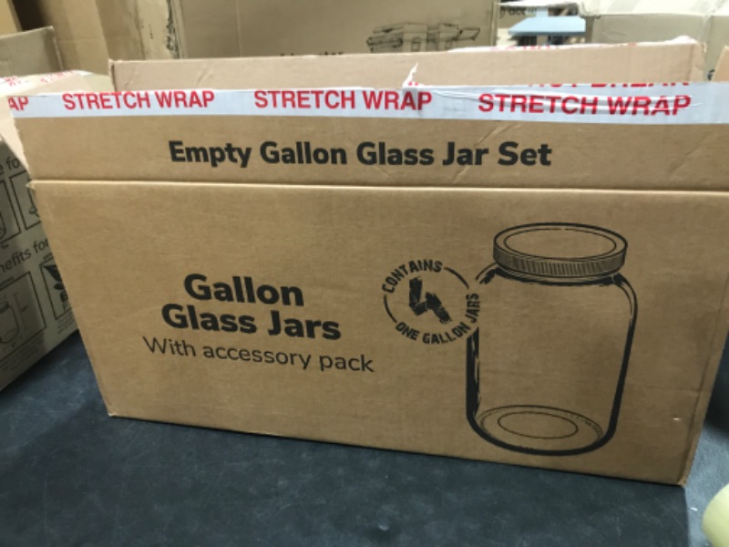 Photo 1 of Wide Mouth 1 Gallon Glass Jar with Lid - Glass Gallon Jar for Kombucha & Sun Tea Gallon Mason Jars are Large Glass Jars with Lids 1 Gallon for Food Storage - 4pk Large Jars with Airtight Plastic Lids