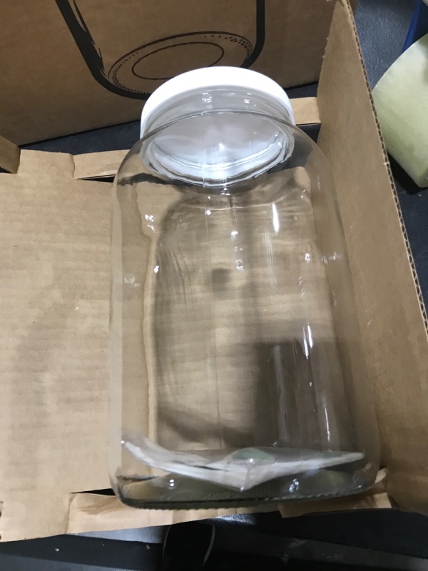 Photo 3 of Wide Mouth 1 Gallon Glass Jar with Lid - Glass Gallon Jar for Kombucha & Sun Tea Gallon Mason Jars are Large Glass Jars with Lids 1 Gallon for Food Storage - 4pk Large Jars with Airtight Plastic Lids