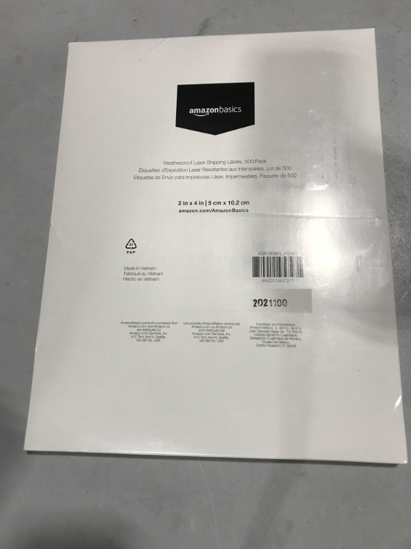 Photo 2 of Amazon Basics Weatherproof Laser Shipping Labels, 2" x 4", 500/Pack rectangle 2"x4"