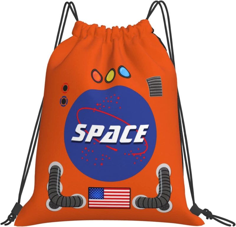 Photo 1 of ARGISAA Space Astronaut Drawstring Backpack Canvas Sackpack Adjustable Lightweight Gym Drawstring Bag Sports Dance String Bag
