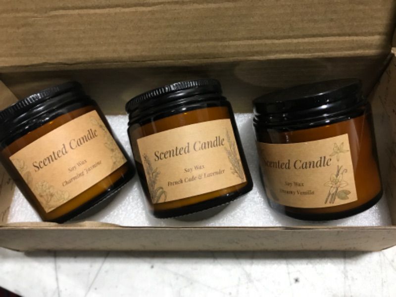 Photo 2 of 3 PACK SCENTED CANDLE SET, SOY WAX CANDLES.