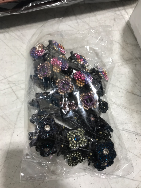 Photo 2 of 8 PCS Sparkling Crystal Stone Braided Hair Clips, Triple Hair Clips for Women, Multi Clip Four-Leaf Clover Chopped Hairpin Triple Hair Clip Barrette, Crystal Stone Braided Hair Clips for Fine or Thick Hair for Valentines Day 1