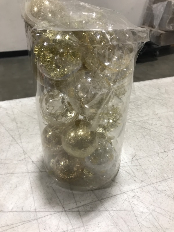 Photo 2 of 25PCS-2.63(67MM) Christmas PET Ball Ornaments Set,Clear Plastic Shatterproof Xmas Tree Ball,Hanging Christmas Home Decorations for Holiday Wedding Xmas Party Decoration (Gold)