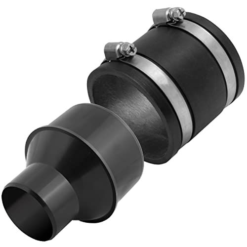 Photo 1 of 4 Inch to 2-1/2 Inch Reducer with 4 Inch Flexible Cuff Rubber Coupler Fitting and Stainless Steel Hose Clamps for Dust Collection on Machinery and Wor
