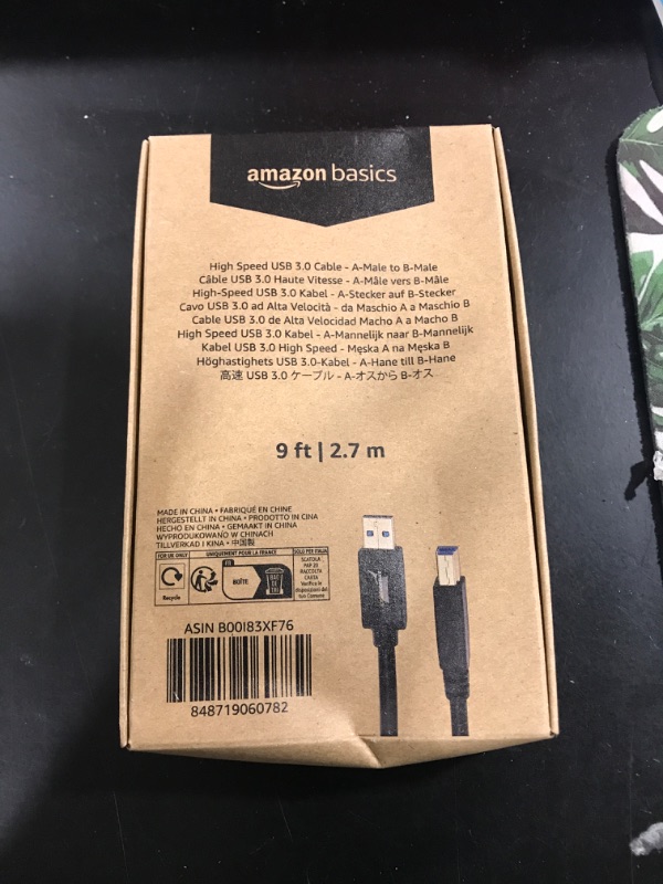 Photo 3 of Amazon Basics High Speed USB 3.0 Cable - A-Male to B-Male - 9 Feet (2.7 Meters) 9 Feet 1-Pack Standard Packaging00