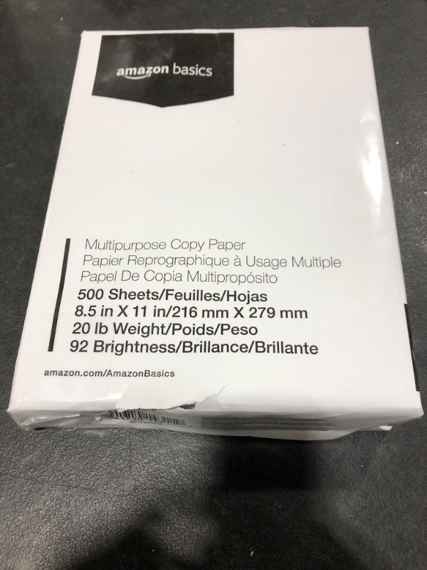 Photo 2 of Amazon Basics Multipurpose Copy Printer Paper, 8.5 x 11 Inch 20Lb Paper - 1 Ream (500 Sheets), 92 GE Bright White 1 Ream | 500 Sheets Multipurpose (8.5x11) Paper