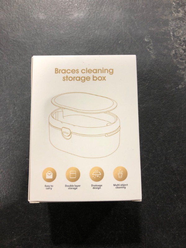 Photo 1 of Double Layer Dry and Wet Separation Portable Retainer Case Kit, with Strainer Aligner Removal Tool, Layered Seal Against Dust Denture Case, Orthodontic Dental Retainer Box for Household Travel (Blue)