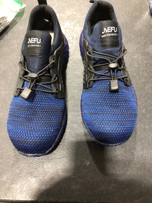 Photo 1 of Steel Toe Shoes for Men Slip-Resistant Indestructible Safety Shoes Puncture Proof Work Sneakers Composite Toe Breathable Athletic Shoes Blue Size 40