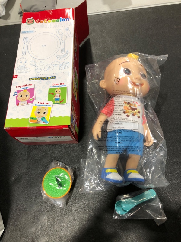 Photo 2 of CoComelon Deluxe Interactive JJ Doll - Includes JJ Shirt Shorts Pair of Shoes Bowl of Peas Spoon- Toys for Preschoolers