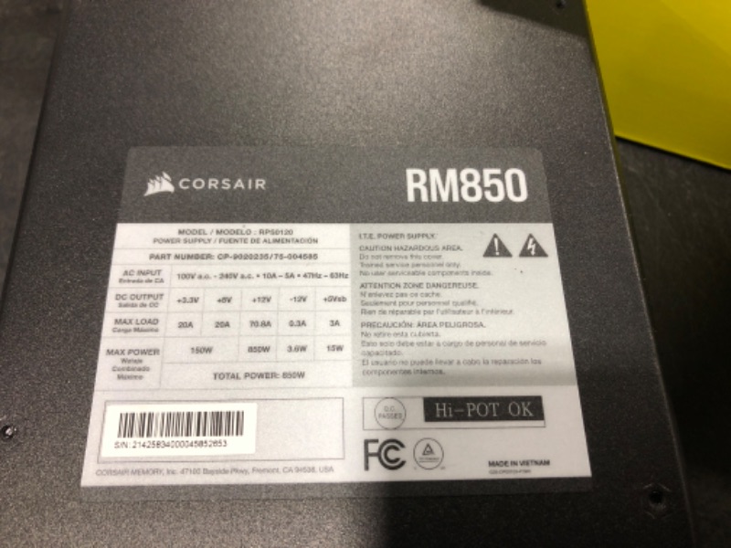 Photo 6 of CORSAIR RM Series (2021), RM850, 850 Watt, 80 Plus Gold Certified, Fully Modular Power Supply RM 850 Watt Black