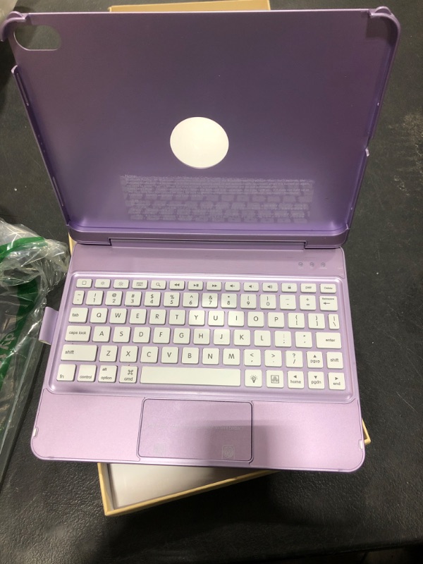 Photo 2 of FUWANG iPad Air 5th Generation Keyboard Case 10.9“ 2022, Trackpad Smart Magic Keyboard for iPad Air 4th Gen 10.9-inch,Auto Sleep/Wake-10 Color Backlight Keyboard for iPad Pro 11 2018,Purple