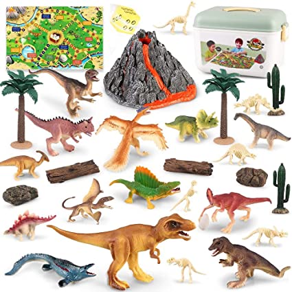 Photo 1 of Aomola Dinosaur Volcano Toys with Play Mat Educational Realistic Dinosaur Figures Playset to Create a Dino World Including T-Rex, Triceratops, Dinosaur Fossil Party Gifts for Kids Boys Girls Toddlers
