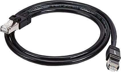 Photo 1 of Amazon Basics RJ45 Cat 7 High-Speed Gigabit Ethernet Patch Internet Cable, 10Gbps, 600MHz - Black, 3-Foot
