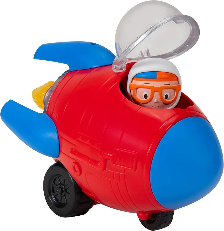 Photo 1 of Blippi Rocket Ship - Mini Vehicle with Freewheeling Features Including 2” Classic Character Toy Figure - Imaginative Play for Toddlers, Young Children, Preschoolers
