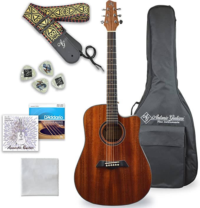 Photo 1 of Antonio Giuliani Acoustic Guitar Bundle (DN-1) - Dreadnought Guitar with Case, Strap, Strings and Accessories