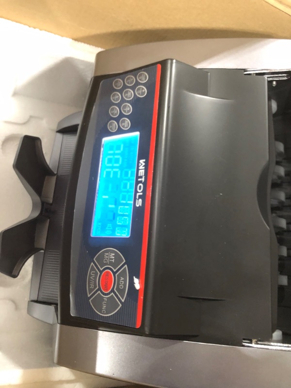 Photo 3 of WETOLS Money Counter Machine with 3 Screens, UV/IR/DD/MG/MT Counterfeit Detection, USD/EUR, Portable Bill Counter with Add/Batch/Auto/Count/Reset Modes, 1,000 Bills/Min (NOT Count Value of Bills)