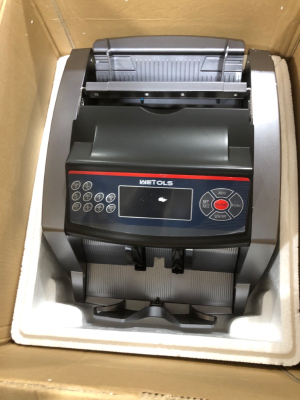 Photo 2 of WETOLS Money Counter Machine with 3 Screens, UV/IR/DD/MG/MT Counterfeit Detection, USD/EUR, Portable Bill Counter with Add/Batch/Auto/Count/Reset Modes, 1,000 Bills/Min (NOT Count Value of Bills)